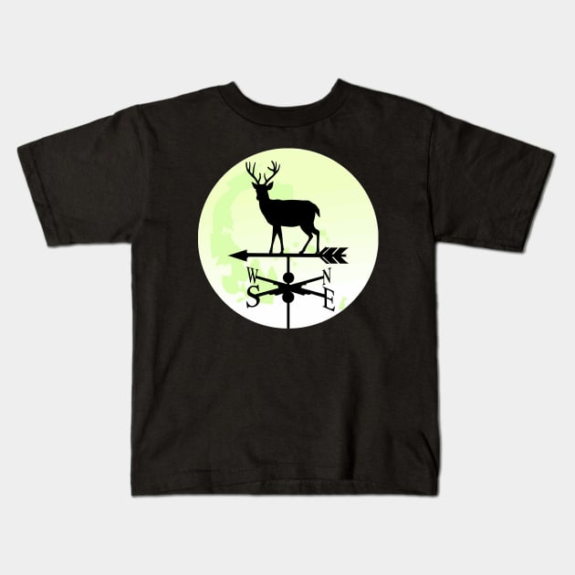 Deer Moon Weathervane Kids T-Shirt by Nuletto